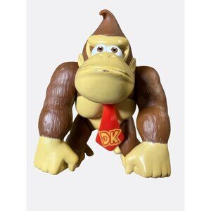 Donkey Kong Plastic Action Figure Brown Yellow With Red DK Tie Collectible Toy
